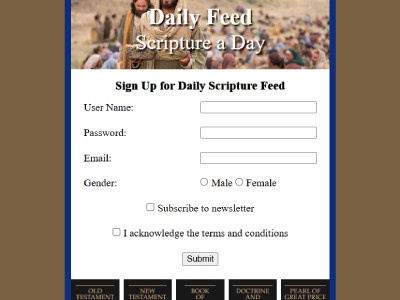 Screenshot of the signup activity page